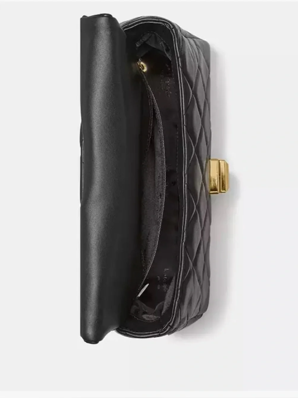Kate Spade Carey Quilted Small Flap Crossbody Shoulder Bag Black Gold